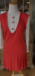 Vintage St John 2piece Knit Skirt And Top Size4 Orange And Ivory - Picture 1 of 10