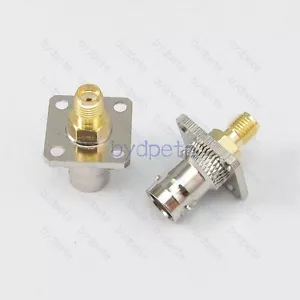 BNC Buchse auf SMA Buchse 4 Loch Quadratisches Panel Stecker Adapter 50 Ohm Koax - Bild 1 von 3