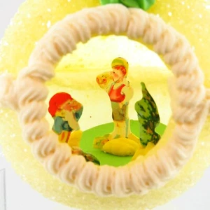 Vintage Easter Egg Sugar Diorama Panorama Gnome Boy Tree Flower Yellow Pink 4" - Picture 1 of 24