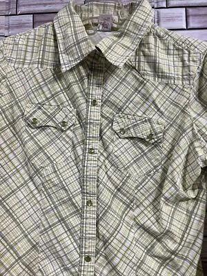 Vanity womens M green plaid cowgirl  Pearl Snap Western fitted long sleeve rodeo Foto 1 de 4