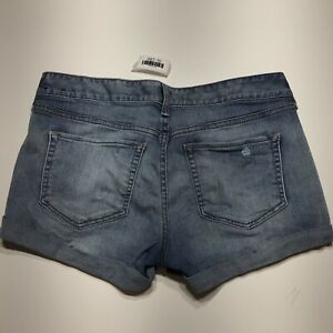 Express Jeans Shorts Womens Size 6 Denim Super Short Destroyed Light Wash Blue