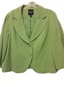 Insight Blazer Size 16 Green 3/4 Sleeves 2 Button White Topstitching Lined - Picture 1 of 12
