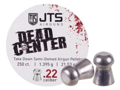 JTS Airguns 250 Count DEAD CENTER Semi-Domed 5.5mm .22 Caliber 21.53gr Pellets