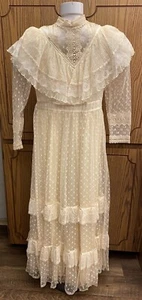 GUNNE SAX Victorian Romantic Renaissance Ivory Lace Prairie Bridal Wedding Gown - Picture 1 of 21