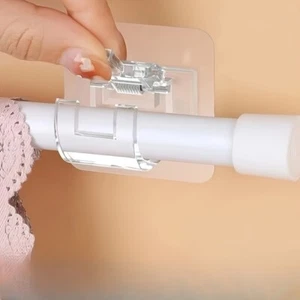 4pcs Easy-Install No-Drill Curtain Rod Holders - Self-Adhesive, Adjustable Hooks - Picture 1 of 9
