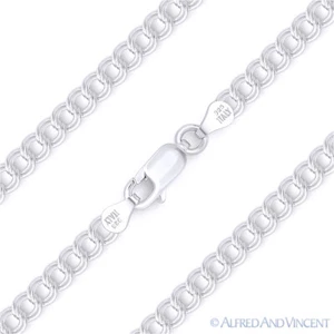 4.3mm Charm Link .925 Italy Sterling Silver Double-Cable Italian Chain Bracelet - Picture 1 of 2