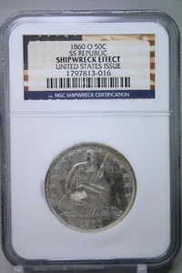 1860-O Seated Liberty Half Dollar 50C SS REPUBLIC NGC Shipwreck Effect #3016 - Bild 1 von 2