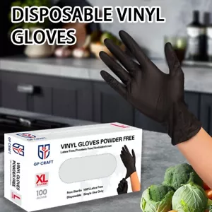 New 100pcs Black Vinyl Synthetic Multipurpose 4 Mil Latex Free Disposable Gloves - Picture 1 of 6