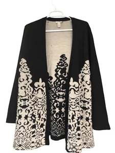 Chico’s Damen offene Strickjacke Staubtuch schwarz & weiß Größe 2 US-Größe 12 - Bild 1 von 13