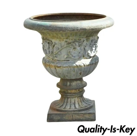 Cast Iron 28" French Style Round Garden Campana Urn Outdoor Planter Pot Cover