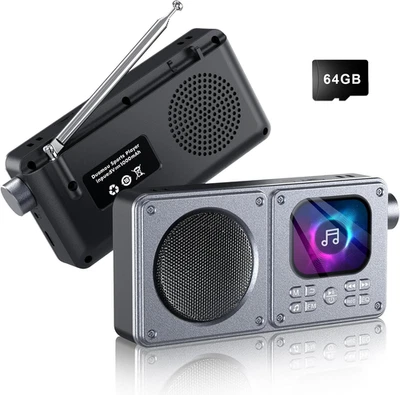 Lettore MP3 64GB Con Bluetooth 5.3 Lettore Musicale Con Altoparlante Supporta Ra - Immagine 1 di 4