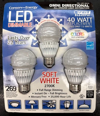 40W REPLACEMENT LED LIGHT BULB 3 PACK | FEIT ELECTRIC - Image 1 of 2