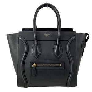 Auth CELINE Luggage Micro Shopper - Black Leather Handbag - Picture 1 of 20