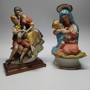 Coppia di ceramiche Capodimonte periodo anni 60/70 fanciulli e Madonna - Picture 1 of 8