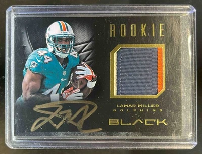 2012 Panini Black Lamar Miller Rookie Materials Prime Patch Gold RC Auto #/99 - Image 1 of 2