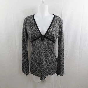 Top de mujer Moa Moa mediano negro Babydoll tejido transparente carrera declaración Y2K NUEVO - Imagen 1 de 10