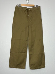 Hudson Jeans Army Green Wide Leg Pants Cotton Linen Blend Size 31 Striped - Picture 1 of 10