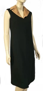 Retro Mod Shift Sheath Dress Sleeveless Collared Vintage 70s Minimalist S - Picture 1 of 6