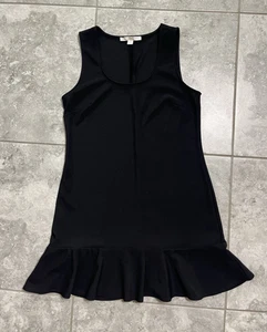 Abito Boston Proper Jersey Maglia Elasticizzata Senza Maniche Scollo Scoop Orlo Increspato Nero M - Foto 1 di 13