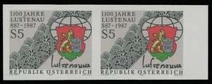 1987, AUSTRIA 1100TH ANNIVERSARY OF LUSTENAU, 5S HORIZ IMPERF PAIR, NH, SC.#1398 - Picture 1 of 2
