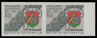 1987, AUSTRIA 1100TH ANNIVERSARY OF LUSTENAU, 5S HORIZ IMPERF PAIR, NH, SC.#1398 - Image 1 of 2