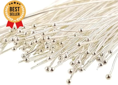 Pasadores de cabeza de bola de latón enchapados en plata para hacer joyas calibre 50 mm 22 Foto 1 de 4