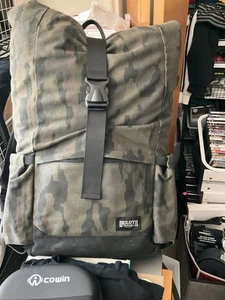 Duluth Trading Co Oil Cloth Camouflage Backpack Roll Top Green Brown - Picture 1 of 10