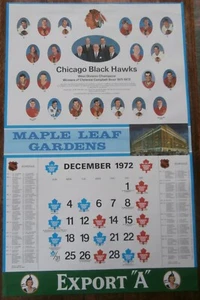 1972-73 Exportación A Calendario Página Diciembre/1972 Chicago Black Hawks Hull & Mikita - Imagen 1 de 3