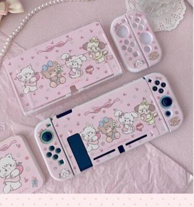 Pink Mikko Cover Accessories For Joycon Controller Nintendo Switch OLED Case - Picture 1 of 7