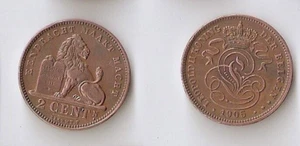 Belgium 2 cents 1905 DER BELGEN,  Leopold II, Lion - Picture 1 of 1