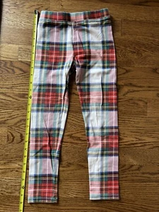 Crewcuts Girls Christmas Plaid Leggings, Off White/Red, Sz 7 - Picture 1 of 3
