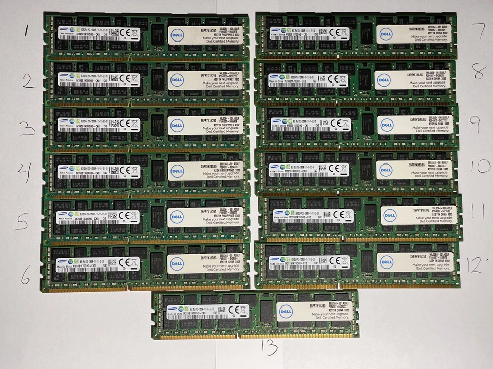 SAMSUNG PC3L-12800R 2Rx4 ECC REG Memory 96GB Kit (12*8GB, DELL ) + FREE (1* 8GB) - Image 1 of 4