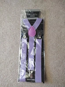 Mens Womens Clip-on Suspenders Elastic Y-Shape Adjustable Braces Lilac Violet - Picture 1 of 6