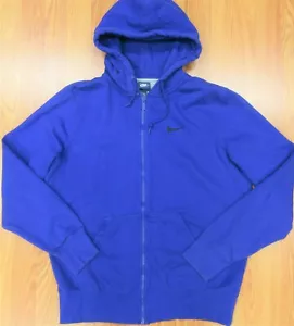 NIKE HOODIE SWEATSHIRT FULL ZIP COTTON DARK BLUE & BLACK Sz LARGE, L - Foto 1 di 4