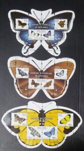 Endemic Butterflies of Sri Lanka 3 Mini Sheet (3 MS) 2022