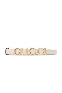 NEW GUCCI LOGO WHITE THIN BELT SIZE 80 Cm 32 In 100% Authentic - Picture 1 of 8