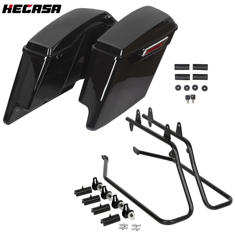 Extended Stretched Hard Saddlebags Conversion Brackets For Harley Softail Fatboy Foto 1 de 4