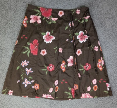 Vintage Tommy Hilfiger Floral Brown Skirt Size 16 Cotton Garden Forest Fairy Y2K - Image 1 of 4