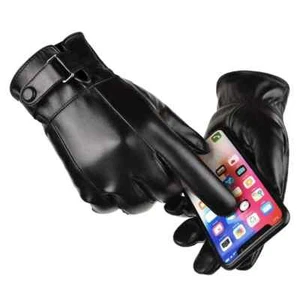 Lederhandschuhe Motorrad Herren Vollfinger Touchscreen Fahren Winter Warm Neu - Bild 1 von 7