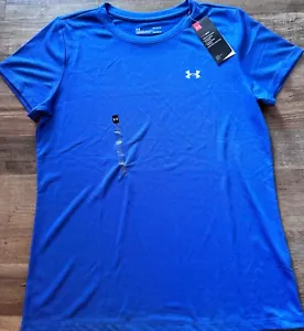 Neu mit Etikett Under Armour Damen L königsblau/silber Micro Mesh lose Passform Shirt groß - Bild 1 von 2