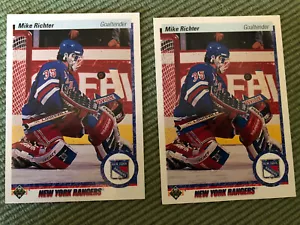 (2) CARTA ROOKIE MIKE RICHTER RC 1990-91 MAZZO SUPERIORE UD SP #32 NEW YORK RANGERS QUASI NUOVA - Foto 1 di 2