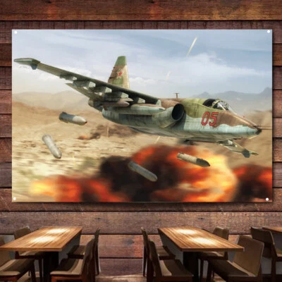 Su-25 Frogfoot Fighter Jet Plane Aircraft Military Wall Art Poster Hanging Flag - Image 1 of 4