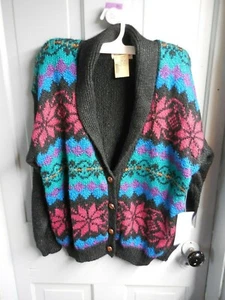Cardigan vintage Victoria Jones Petites collo cappuccio nuovo con etichette taglia PM - Foto 1 di 7