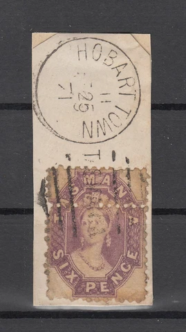 EF9050/ BRITISH TASMANIA - VICTORIA - SG # 136 USED VARIETY MISPLACED PERFS Cover