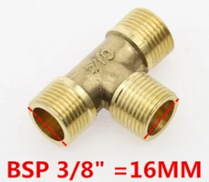 BSP 3/8" Male Thread Brass T Connector Tee Fitting Pipe Adapter Water Air MMM UK - Picture 1 of 2