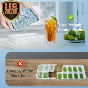 Ice Cube Tray with Lid and Bin - round Ice Trays for Freezer with Lid - Ice C... - Picture 1 of 8