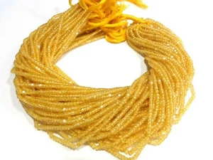 YELLOW SAPPHIRE ZIRCON RONDELLE FACETED 3MM GEMSTONE BEADS 18"INCH 1 STRAND - Picture 1 of 12