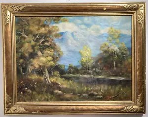 Vintage Original Oil Painting Impressionist Landscape Forest Trees -Signed 1938 - Picture 1 of 19