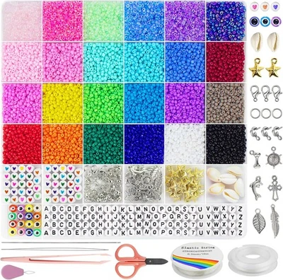 7000pcs 3mm Glass Seed Beads for Bracelet Making Kit, Small Beads Friendship Bra - Image 1 of 4