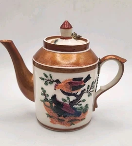 Vintage Nini Redbirds Miniature Teapot #6-19 Hand Painted Resin 3.5" Tall - Picture 1 of 21